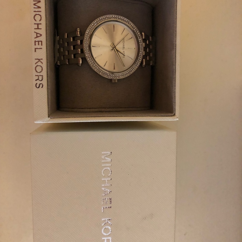 Cubic zirconia bezeled silver Michael Kors Watch. - Picture 3 of 3